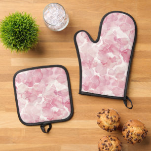 Chic Pink Abstrakt Ofenhandschuh & Topflappen-Set