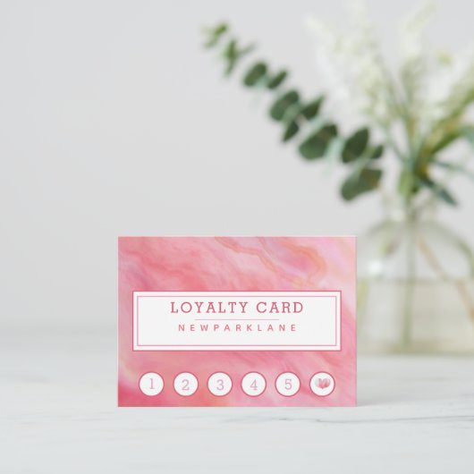 Chic Pink Agate Pattern Business Loyalty Card Visitenkarte (Stehend Vorderseite)