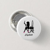 Chic Pink and Black Woman Fashion Silhouette Button (Vorne & Hinten)