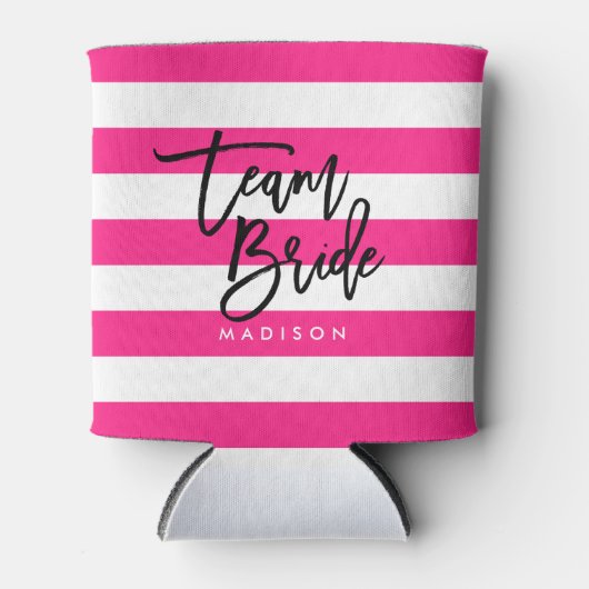 Chic Pink and White Stripes Black Team Bridge Dosenkühler (Vorderseite)