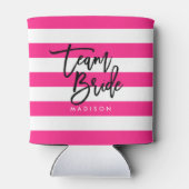 Chic Pink and White Stripes Black Team Bridge Dosenkühler (Rückseite)