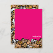 Chic Pink Animal Print Herz Valentine Individuelle Dankeskarte (Vorne/Hinten)