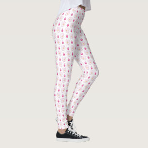 Chic Pink Apple Blossom Buds und Blume auf Weiß Leggings
