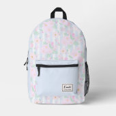 Chic Pink Aquarell Blumen & Streifen Mit Monogramm Bedruckter Rucksack (Vorderseite)