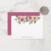 Chic Pink Aquarell Floral Klein Mitteilungskarte (Vorderseite/Rückseite Beispiel)