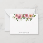 Chic Pink Aquarell Floral Klein Mitteilungskarte (Vorderseite)
