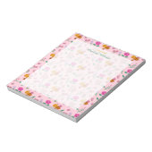 Chic pink Aquarellbäume Wildblumen Muster Name Notizblock (Rotiert)