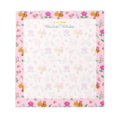 Chic pink Aquarellbäume Wildblumen Muster Name Notizblock (Vorderseite)