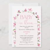 Chic Pink Arch Wildblumen Baby in Blüte Einladung (Vorderseite)