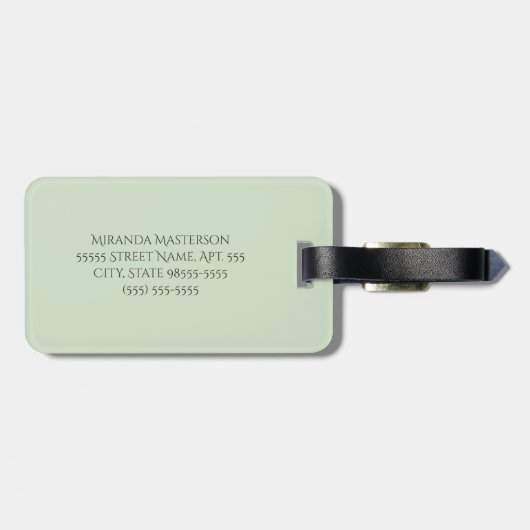 Chic Pink Arched Scallops Soft Green Monogram Name Gepäckanhänger (Rückseite horizontal)