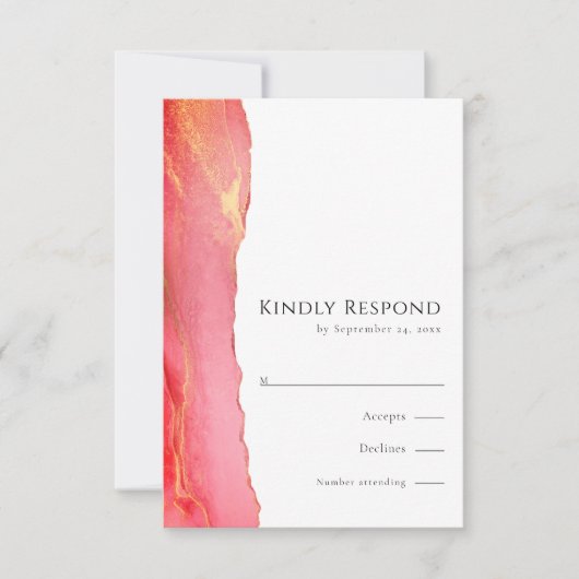 Chic Pink Art UAWG Wedding Response Card RSVP Karte (Vorderseite)