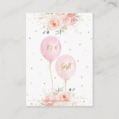 Chic Pink Balloons Blush Floral Diaper Raffel Begleitkarte (Rückseite)