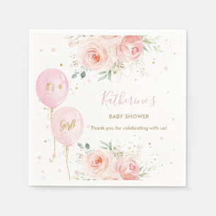 Chic Pink Balloons Floral Girl Baby Dusche Serviette