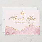 Chic Pink Bat Mitzvah Custom Gold Script Dankeskarte (Vorderseite)