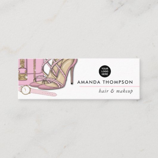 Chic Pink Beauty Fashion Business Card Mini Visitenkarte (Vorderseite)