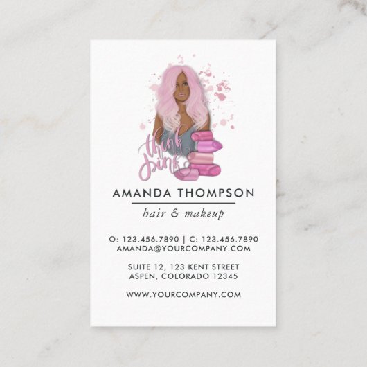 Chic Pink Beauty Fashion Business Card Visitenkarte (Rückseite)