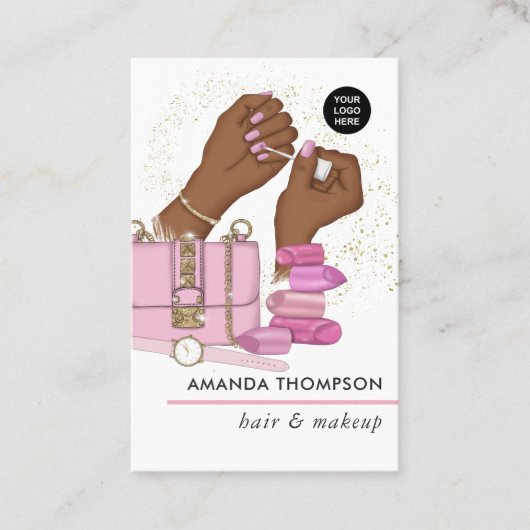 Chic Pink Beauty Fashion Business Card Visitenkarte (Vorderseite)