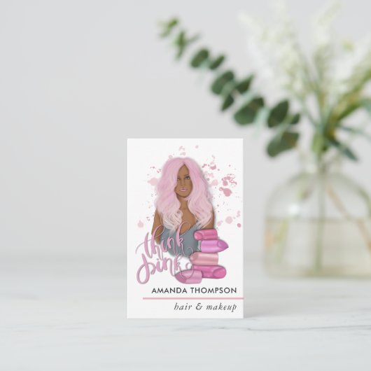 Chic Pink Beauty Fashion Business Card Visitenkarte (Stehend Vorderseite)