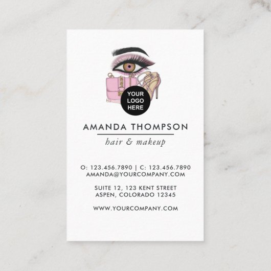 Chic Pink Beauty Fashion Business Card Visitenkarte (Rückseite)