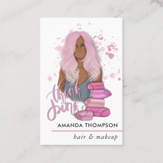 Chic Pink Beauty Fashion Business Card Visitenkarte (Vorderseite)
