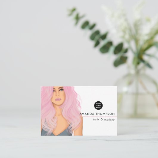 Chic Pink Beauty Fashion Business Card Visitenkarte (Stehend Vorderseite)