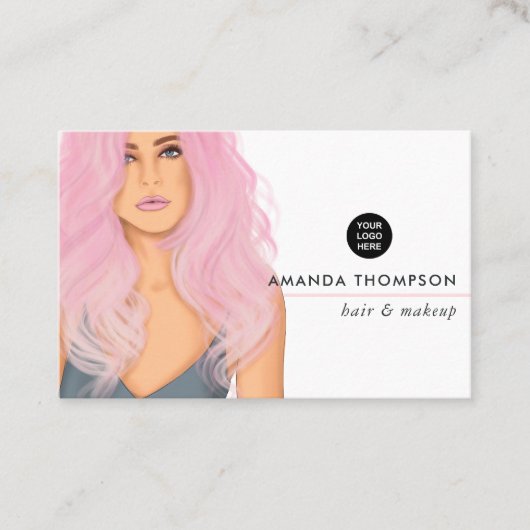 Chic Pink Beauty Fashion Business Card Visitenkarte (Vorderseite)