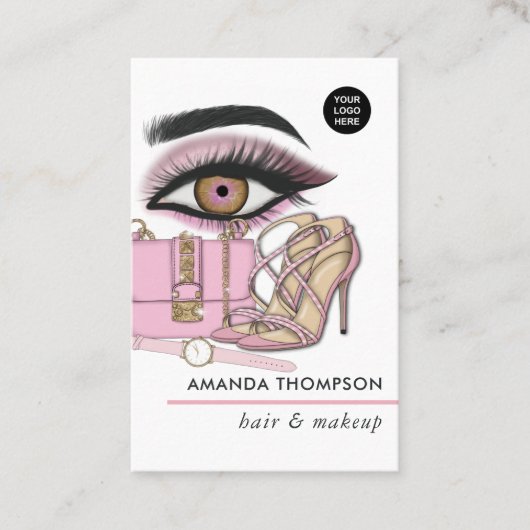 Chic Pink Beauty Fashion Business Card Visitenkarte (Vorderseite)