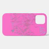 Chic Pink Bee Monogram Case-Mate iPhone Case (Rückseite (Horizontal))
