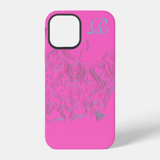 Chic Pink Bee Monogramm Etui Case-Mate iPhone Hüll Hülle (Rückseite)