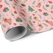 Chic Pink Beige Weihnachtswrapping Paper - Elegant Geschenkpapier (Rolleneckpunkt)