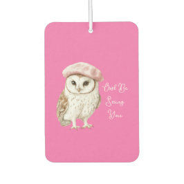 Chic Pink Beret Brown White Owl Be Seeing You Autolufterfrischer