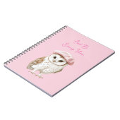 Chic Pink Beret Brown White Owl Be Seeing You Notizblock (Linke Seite)