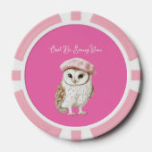 Chic Pink Beret Brown White Owl Be Seeing You Pokerchips (Vorderseite)