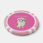 Chic Pink Beret Brown White Owl Be Seeing You Pokerchips (Einzeln)