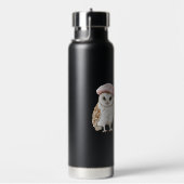 Chic Pink Beret Brown White Owl Be Seeing You Trinkflasche (rechts)