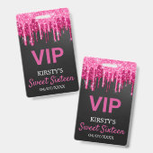 Chic Pink Black Driving Glitzer 16 . Geburtstag Ausweis (Vorder- & Rückseite)