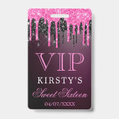 Chic Pink Black Driving Glitzer 16 . Geburtstag Ausweis (Rückseite)