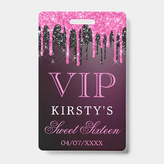 Chic Pink Black Driving Glitzer 16 . Geburtstag Ausweis (Vorderseite)