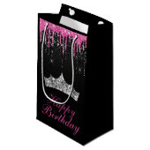Chic Pink Black Driving Glitzer Tiara Birthday Kleine Geschenktüte (Vorderseite Schrägansicht)