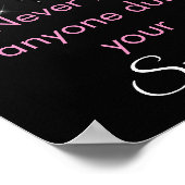 Chic Pink Black Glitzer Sparkle Motivierend Poster (Ecke)