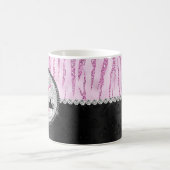 Chic pink Black Imitats Glitzer Tierprägung Monogr Kaffeetasse (Mittel)