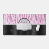 Chic pink Black Imitats Glitzer Tierprägung Monogr Schreibtischunterlage (Tastatur & Maus)