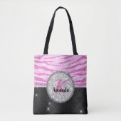 Chic pink Black Imitats Glitzer Tierprägung Monogr Tasche (Vorderseite)