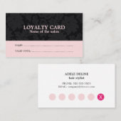 Chic Pink Black Lace Salon Loyalty Card Treuekarte (Vorne/Hinten)