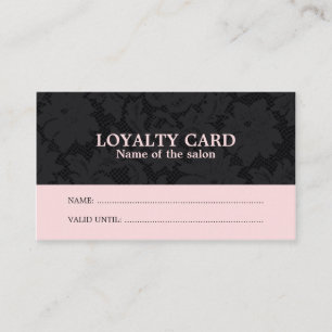 Chic Pink Black Lace Salon Loyalty Card Treuekarte