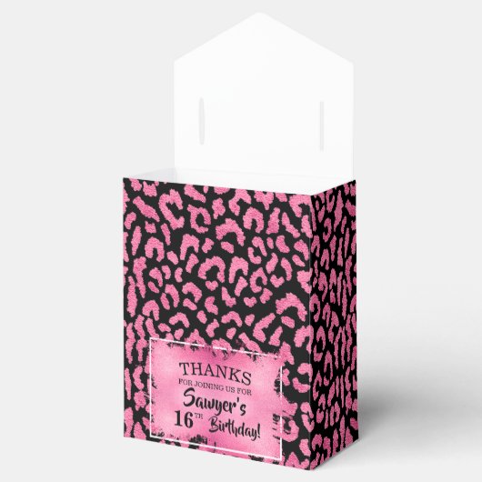 Chic Pink Black Leopard Print Geschenkschachtel (Geöffnet)