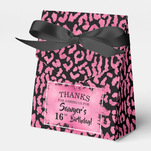 Chic Pink Black Leopard Print Geschenkschachtel (Vorderseite)