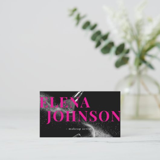 Chic Pink Black Makeup Artist QR Code Visitenkarte (Stehend Vorderseite)