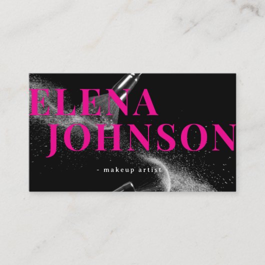 Chic Pink Black Makeup Artist QR Code Visitenkarte (Vorderseite)