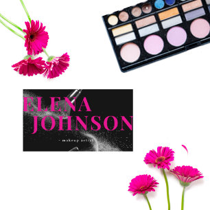 Chic Pink Black Makeup Artist QR Code Visitenkarte